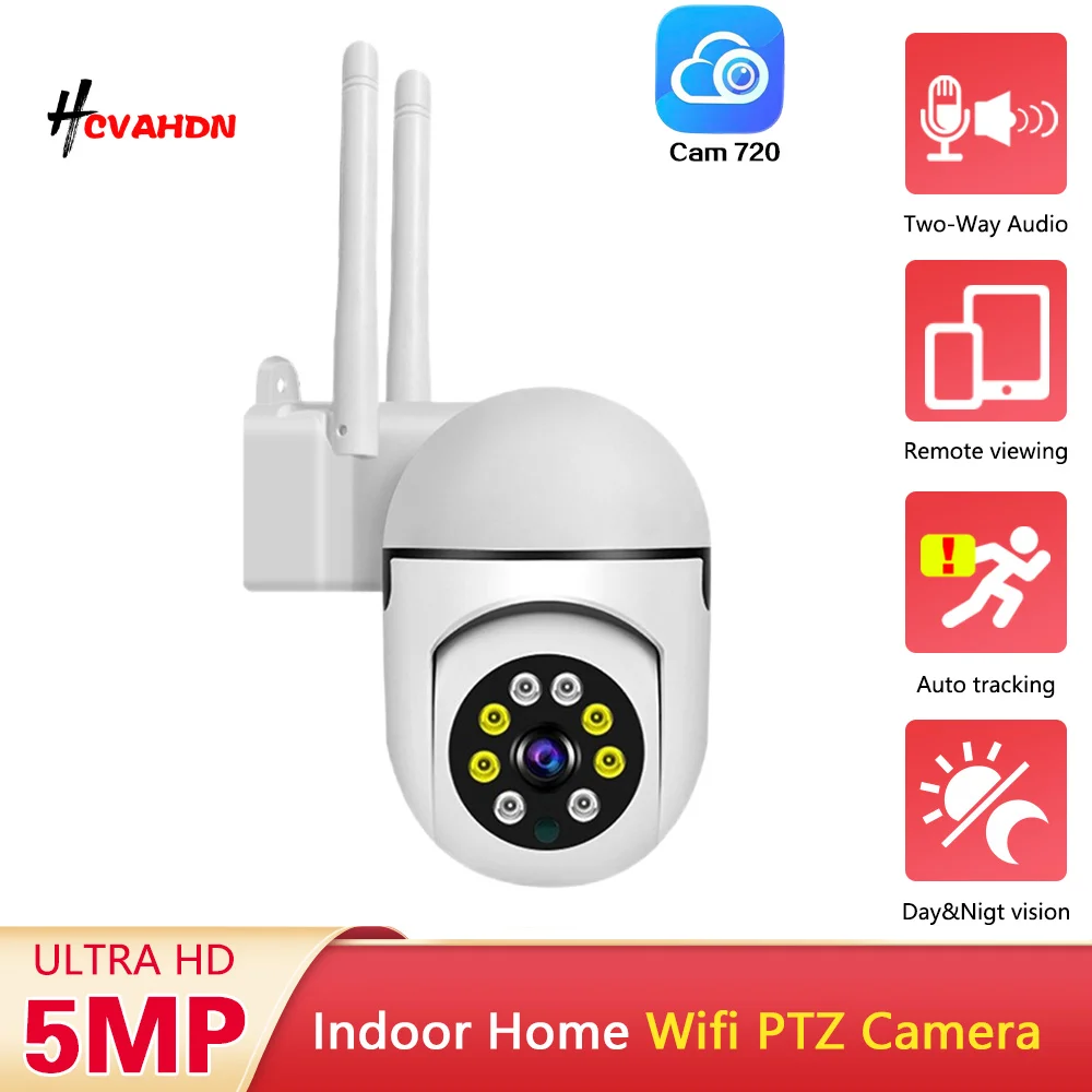 5MP PTZ IP Camera Smart Home Full Color Night Vision Security WiFi Auto Tracking Two Way Audio CCTV Video Surveillance Camera