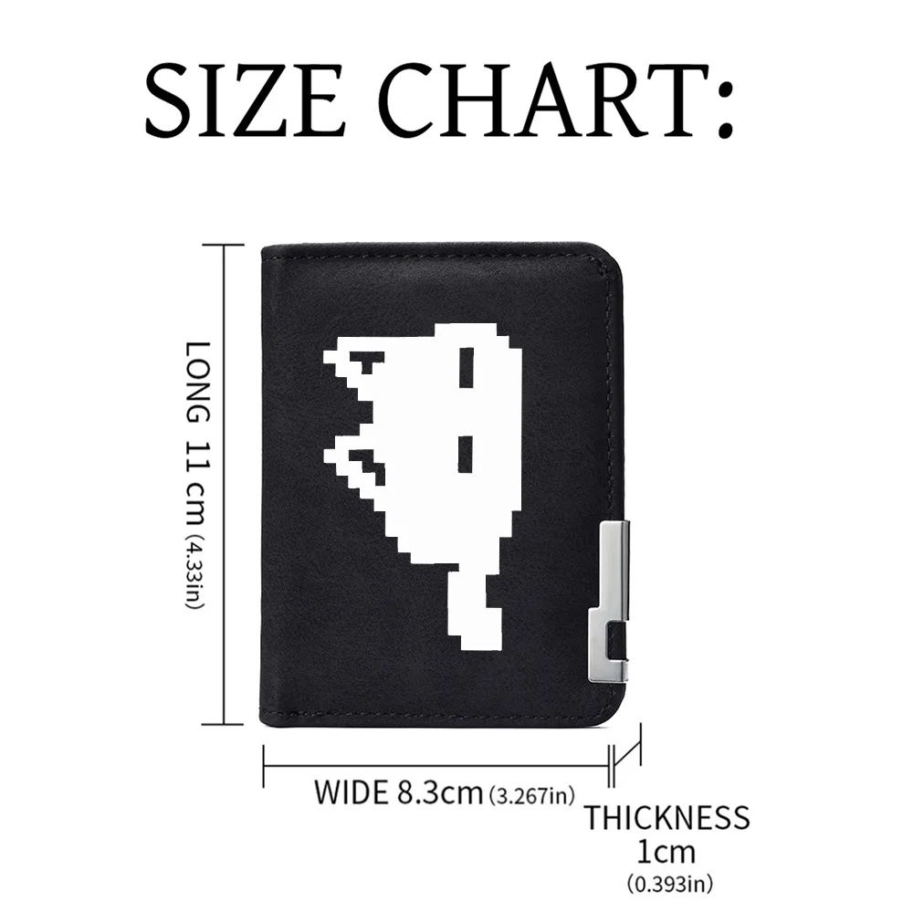 Men's Pixel-Style Cat-Face Design Wallet Casual Simple High-Quality Practical Men's Wallet