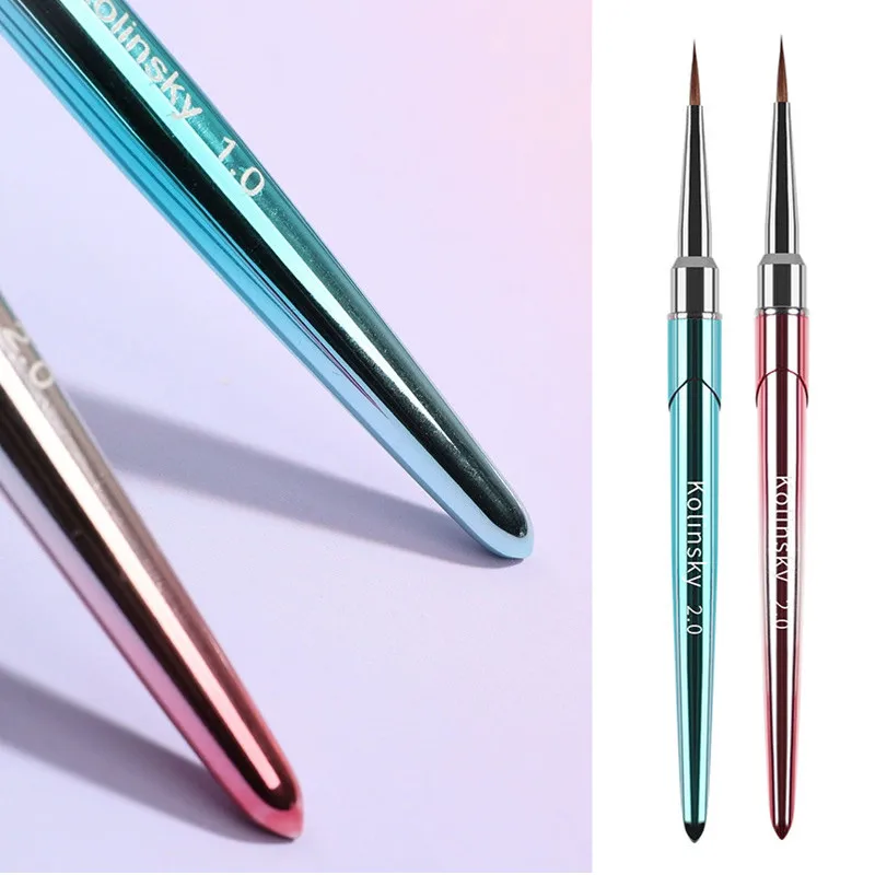 10Style New Kolinsky Acrylic Nail Brush Purple Nails Brush Art Acrylic Pure Kolinsky Sable Brush 3D Painting Pen