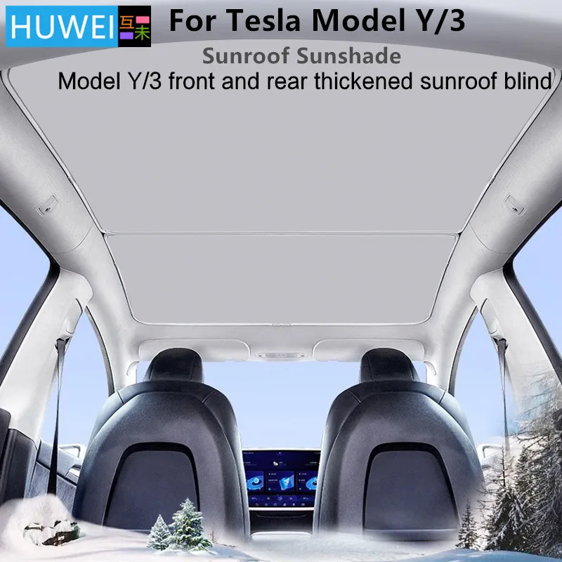 HUWEI Upgrade addensato Ice Cloth parasole tetto in vetro parasole per Tesla Model 3 Y Car 2021-2023 anteriore posteriore tetto apribile lucernario