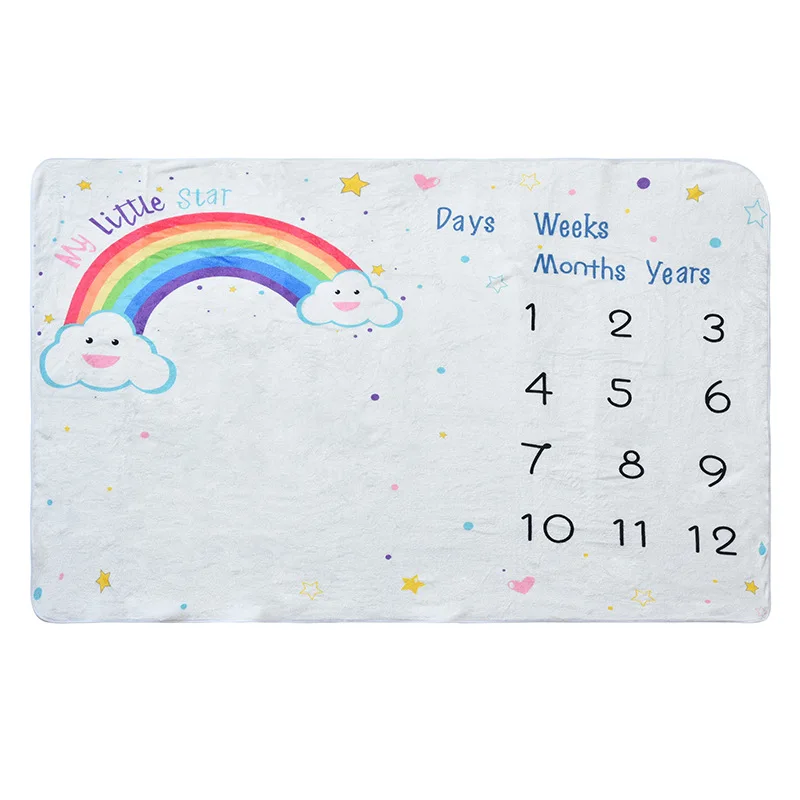 Month Milestone Blanket for Baby Boys and Girls First Year Calendar Monthly Growth Chart-100*150cm(ONLY BLANKET)