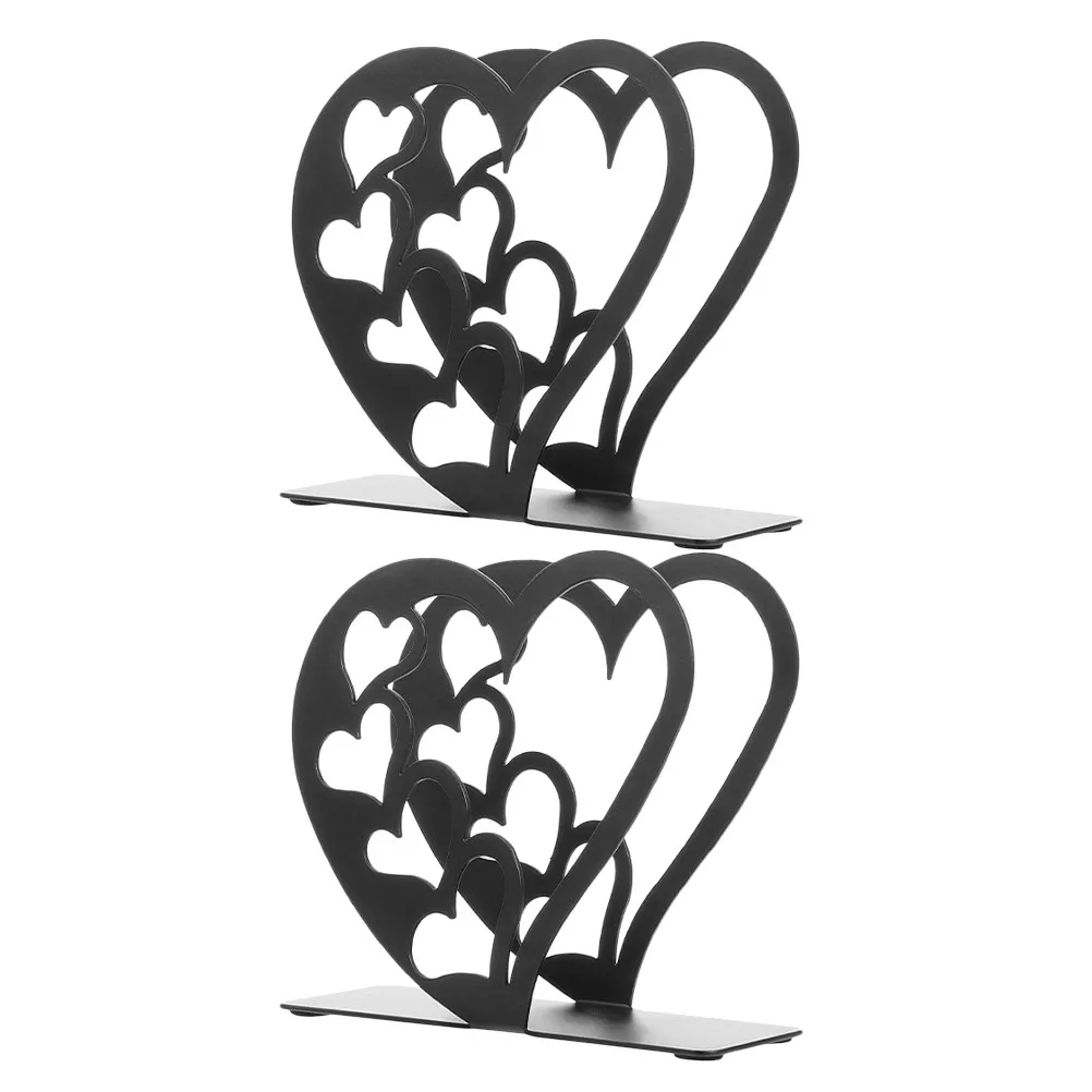 

Набор из 2-х подставок для салфеток в форме сердца, черный металлический диспенсер для салфеток, креативный настольный декор для столовой, подставка для салфеток