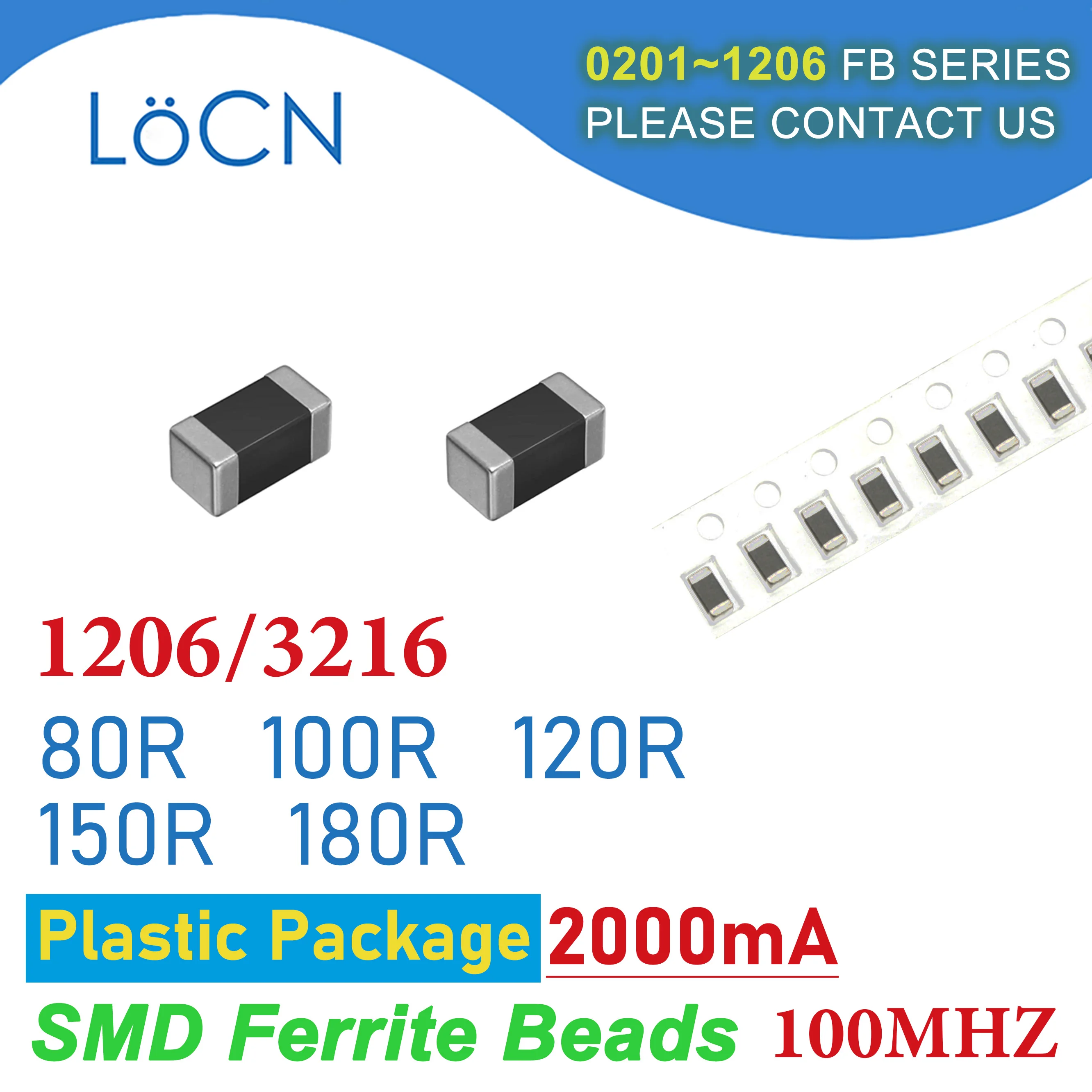 

3000PCS 1206/3216 100MHZ 2A Plastic package SMD Ferrite Beads 80R 100R 120R 150R 180R Chip Inductor Multilayer 25% High Quality