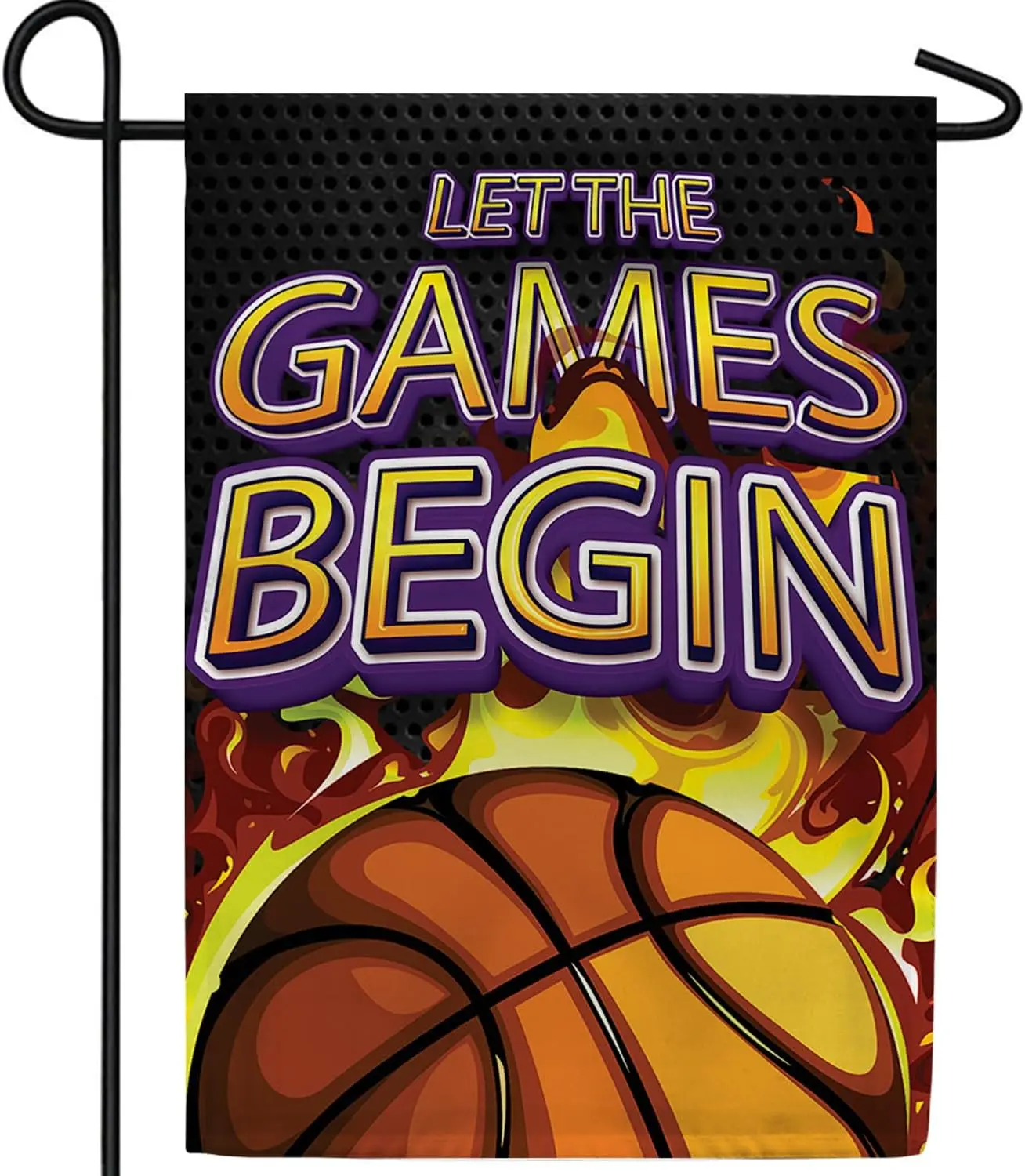 America Forever Basketball Fever Garden Flag, 12.5 x 18 inch Double Sided, Let Games Begin Banner, Burning Basketball Decor, ZZM