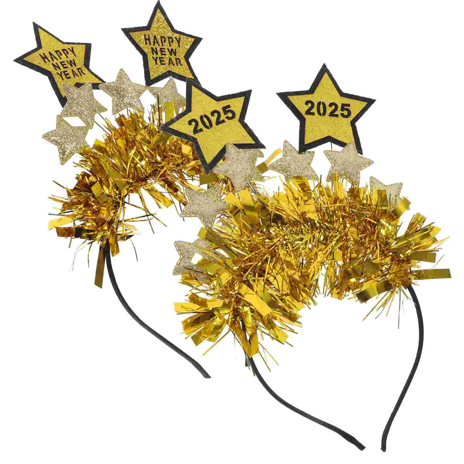 

2 Pcs 2025 Headband Party Headdress Bathroom Decorations Flash Happy New Year Felt Cloth Hair Ornament