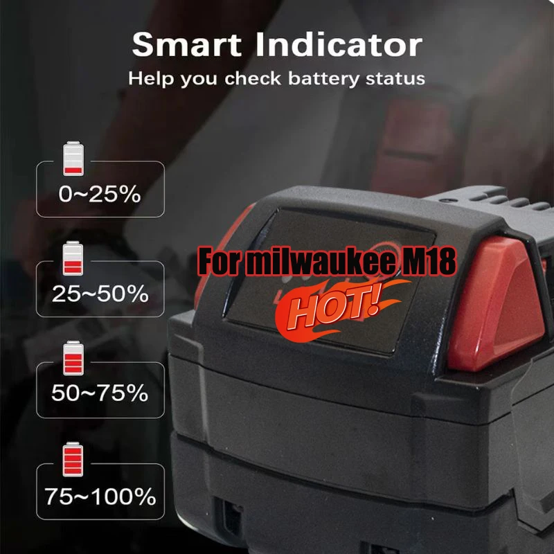 6.0Ah/9.0Ah/12.0Ah For Milwaukee M18 18V Replacement For Milwaukee M18B5 XC Li-ion battery 48-11-1815 2604-20 48-11-1850 charger 5