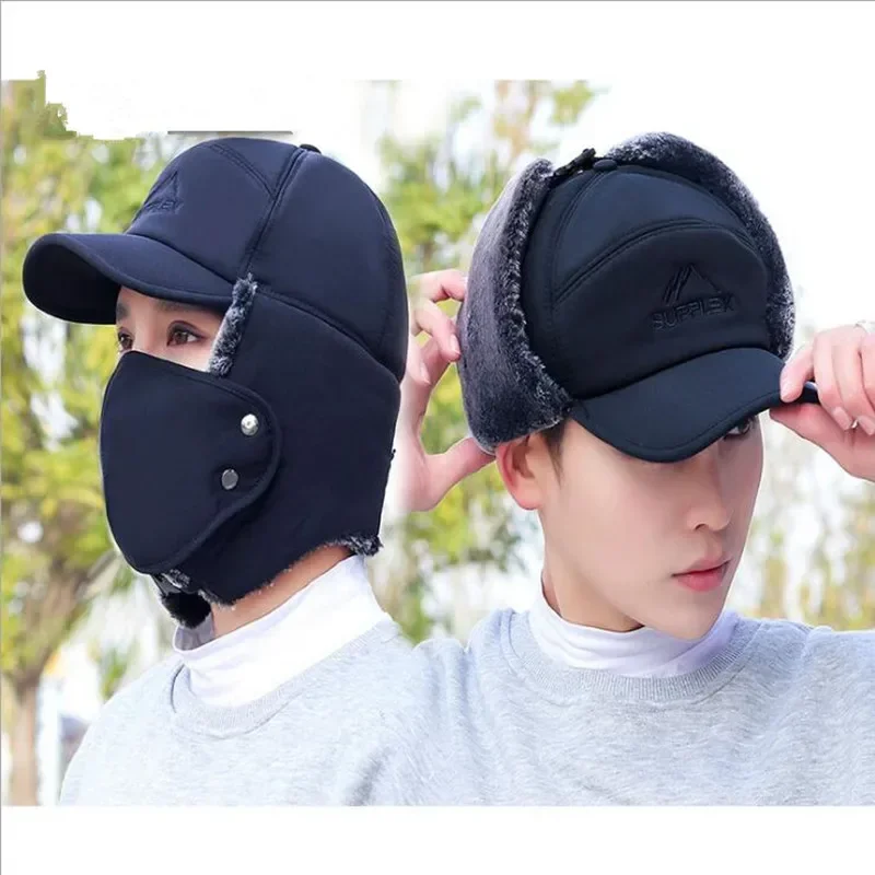 Gorros de bombardero térmicos de invierno para hombre y mujer, gorro de esquí a prueba de viento con protección para los oídos, gorro grueso de