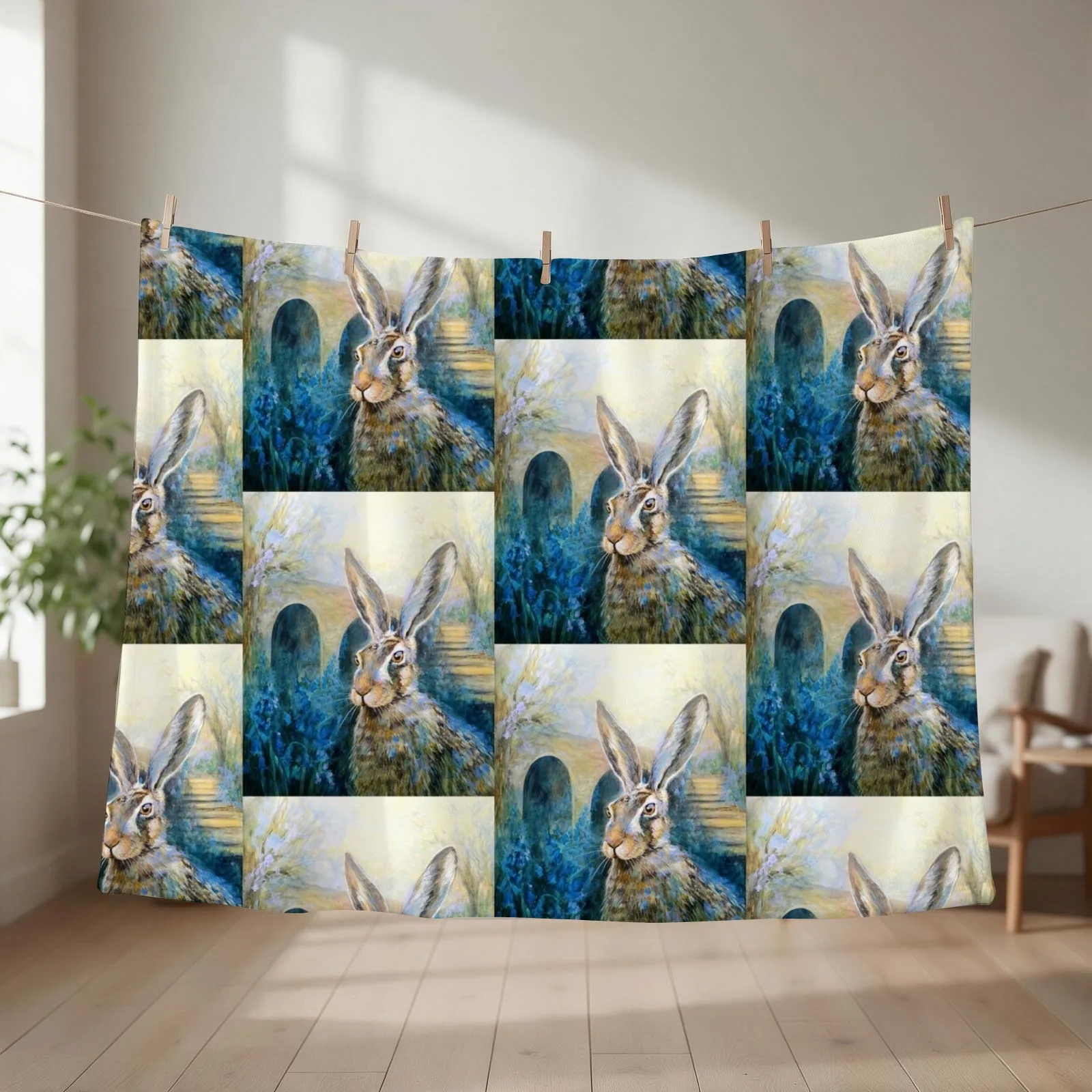 Bluebell Hare Throw Blanket couch cozy soft plush fuzzy picnic outdoor blanket