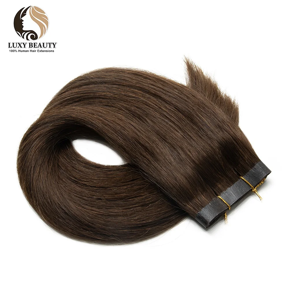 Rechte Lange PU Tape Inslag Human Hair Extensions 12 "-22" Blond Bruin PU Huid Tape in Haar Platte Inslag Naaien In MicroLinks Haar - afbeelding 1