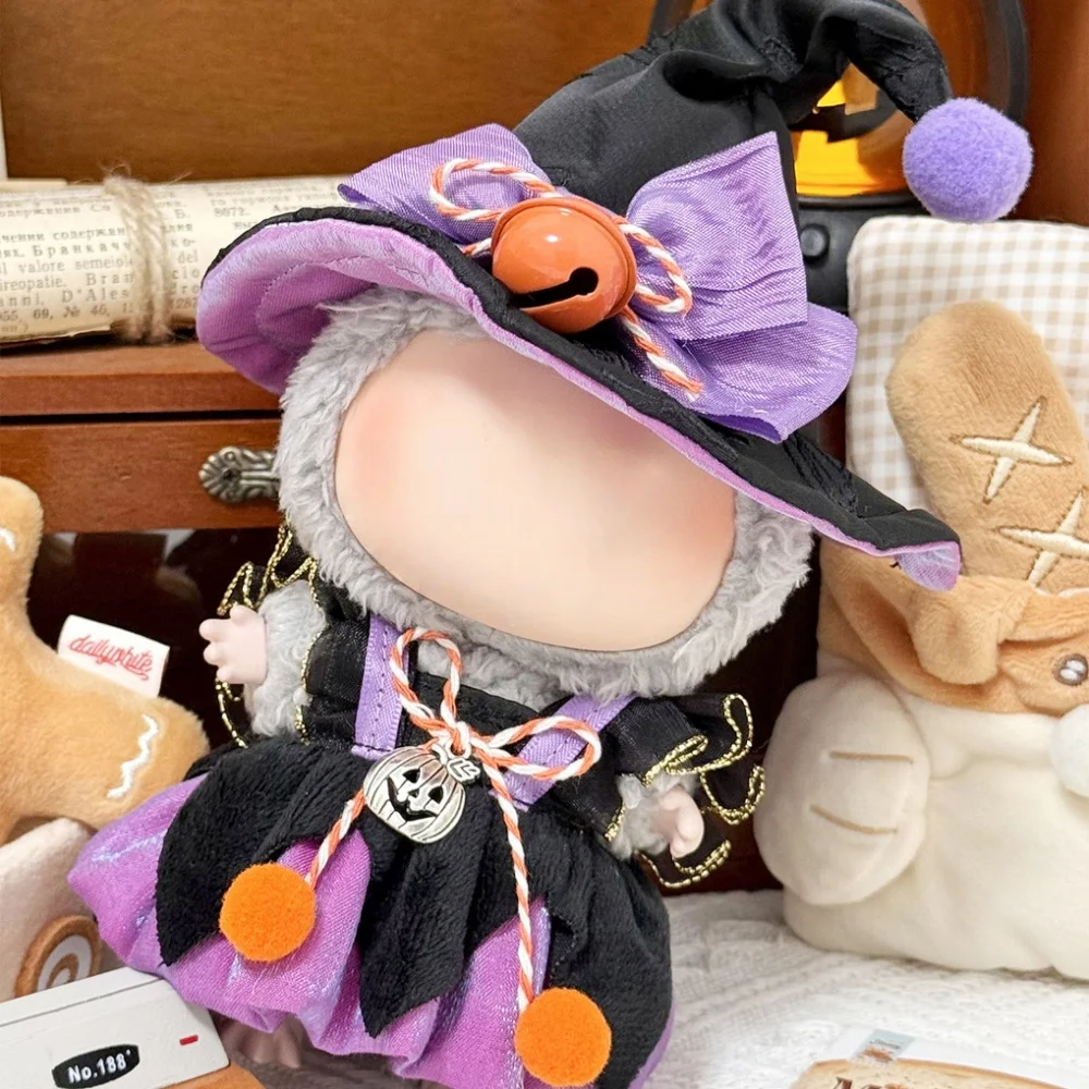 Costume da bambola piccola strega di Halloween Costume da bambola con scatola cieca da 17 cm Set da due pezzi con cappello magico della serie ad alta energia anteriore