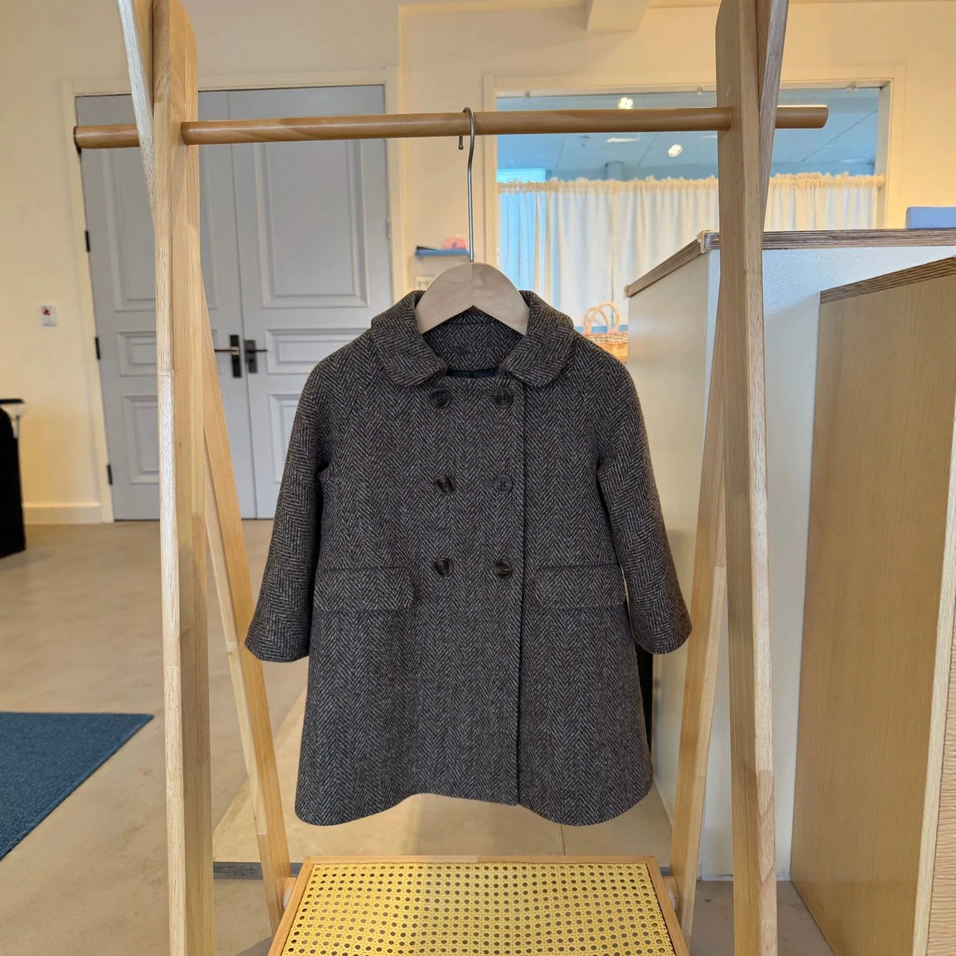 Girls Cotton Clothes 26 Winter New Lapel British Style Vintage Wool Woolen Coat Cotton Thickened Warm Double Breasted Girls Coat