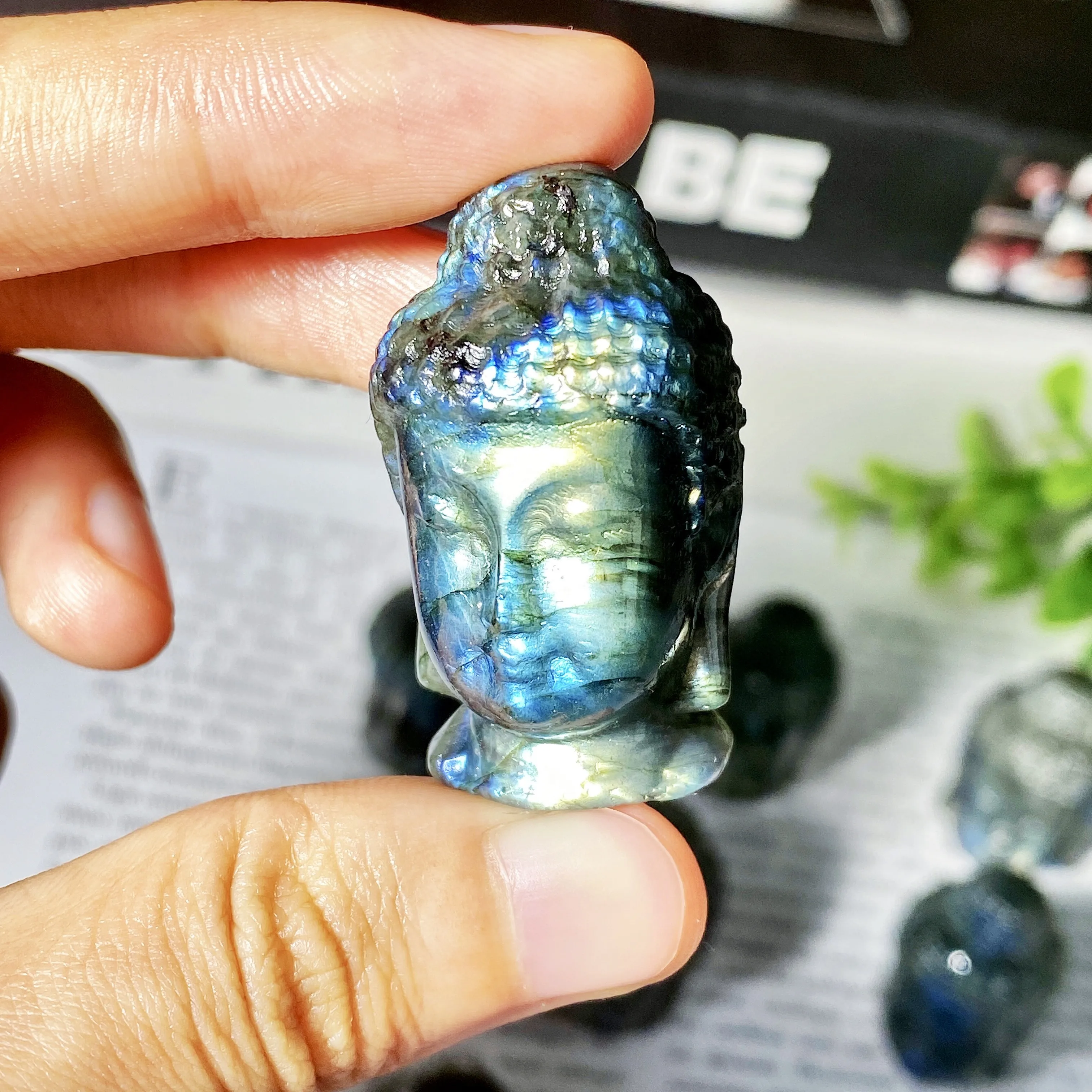 1PC High Quality Random Labradorite Buddha Head Natural Carving,Gemstone Jewelry,Glitter, Healing crystal, Birthday gift
