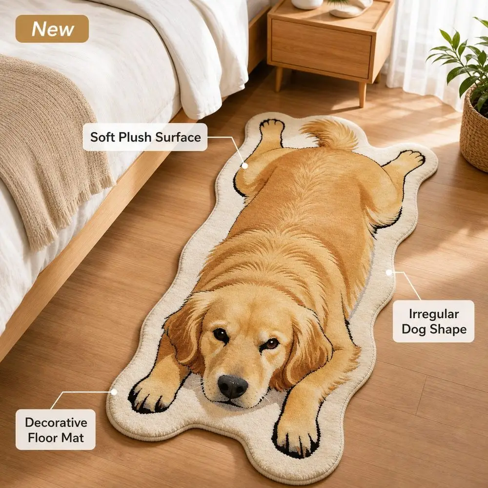 Special-shaped Puppy Print Rug Decorative Carpet Pet Theme Rug Animal Floor Mat Soft Puppy Print Entryway Mat