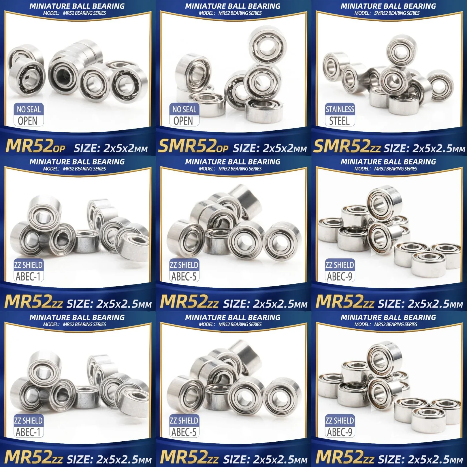 MR52 ZZ Lager 2x5x2,5 mm 10 Stück MR52ZZ MR52Open Handstück Lager für Grafikkarte High Speed für Motor L-520zz