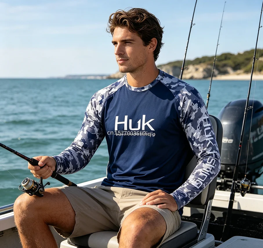 

Men's Long Sleeve Fishing Shirts UV Protection Outdoor Summer UPF 50 Moisture Wicking Jersey Clothing for Fishing