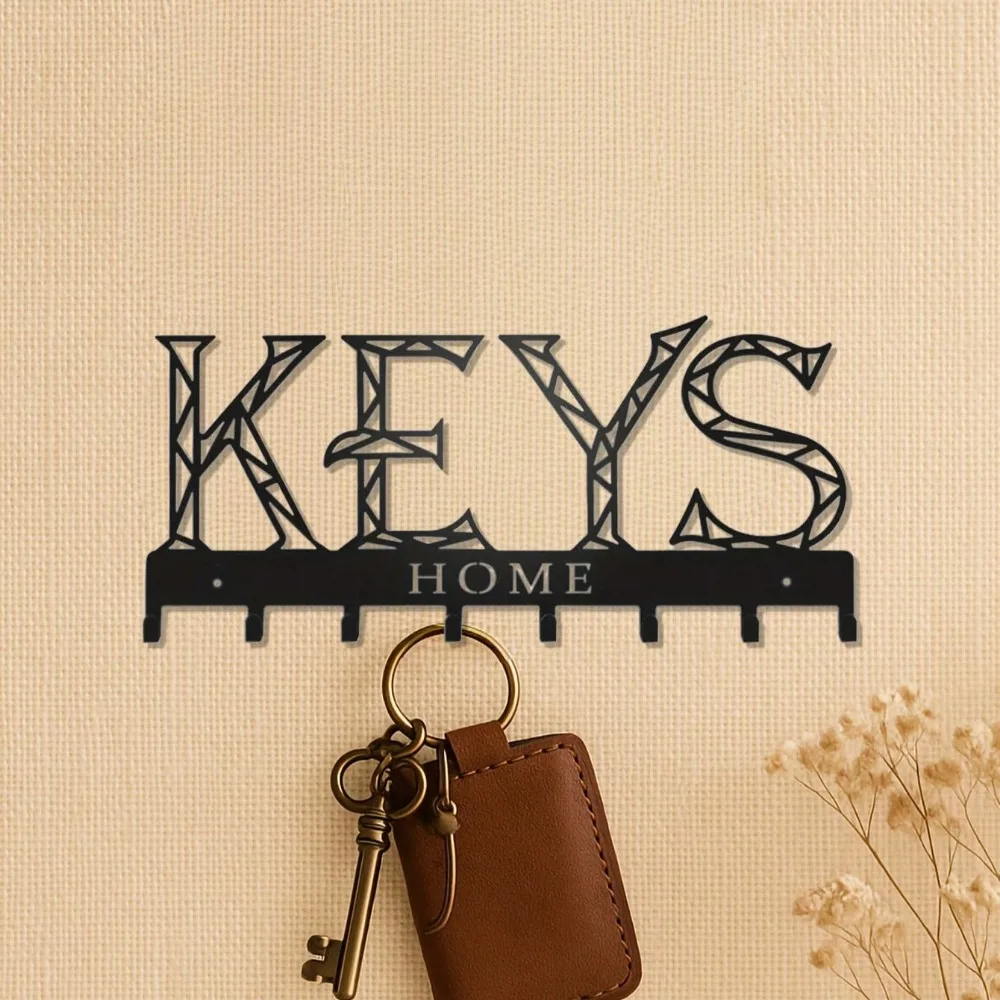 Organizer da parete con gancio per chiavi in metallo nero: portaoggetti da parete elegante e multifunzionale per chiavi, borse, cappelli e ombrelloni |   Spazio