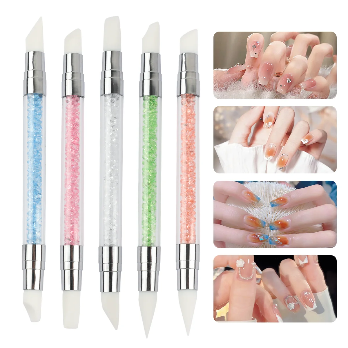 Nail Art Pen Double Head Silicone Flower Sculpting Pen Adjustable Glue Stick Embossing Pen Nail Art Brush Every Home Tool