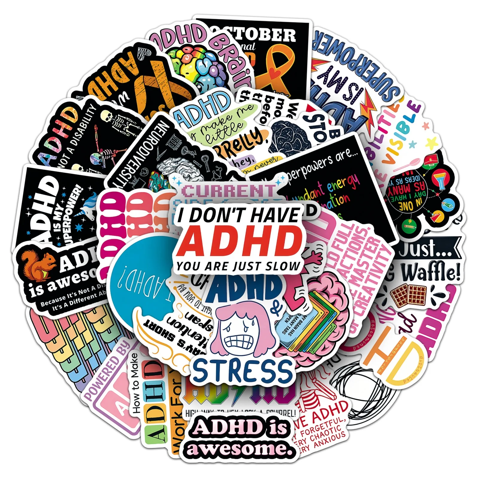 10/50PCS ADHD English Short Sentences Sticker Positive Energy Slogan Graffiti Decoration DIY Notebook Suitcase Skateboard Decals