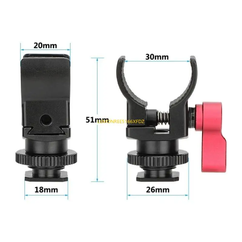 

Y1AE Aluminum Alloy Super Clamp Microphone Cold Shoe Mounting Bracket Photography Accessories Equipped with Rubber Pad