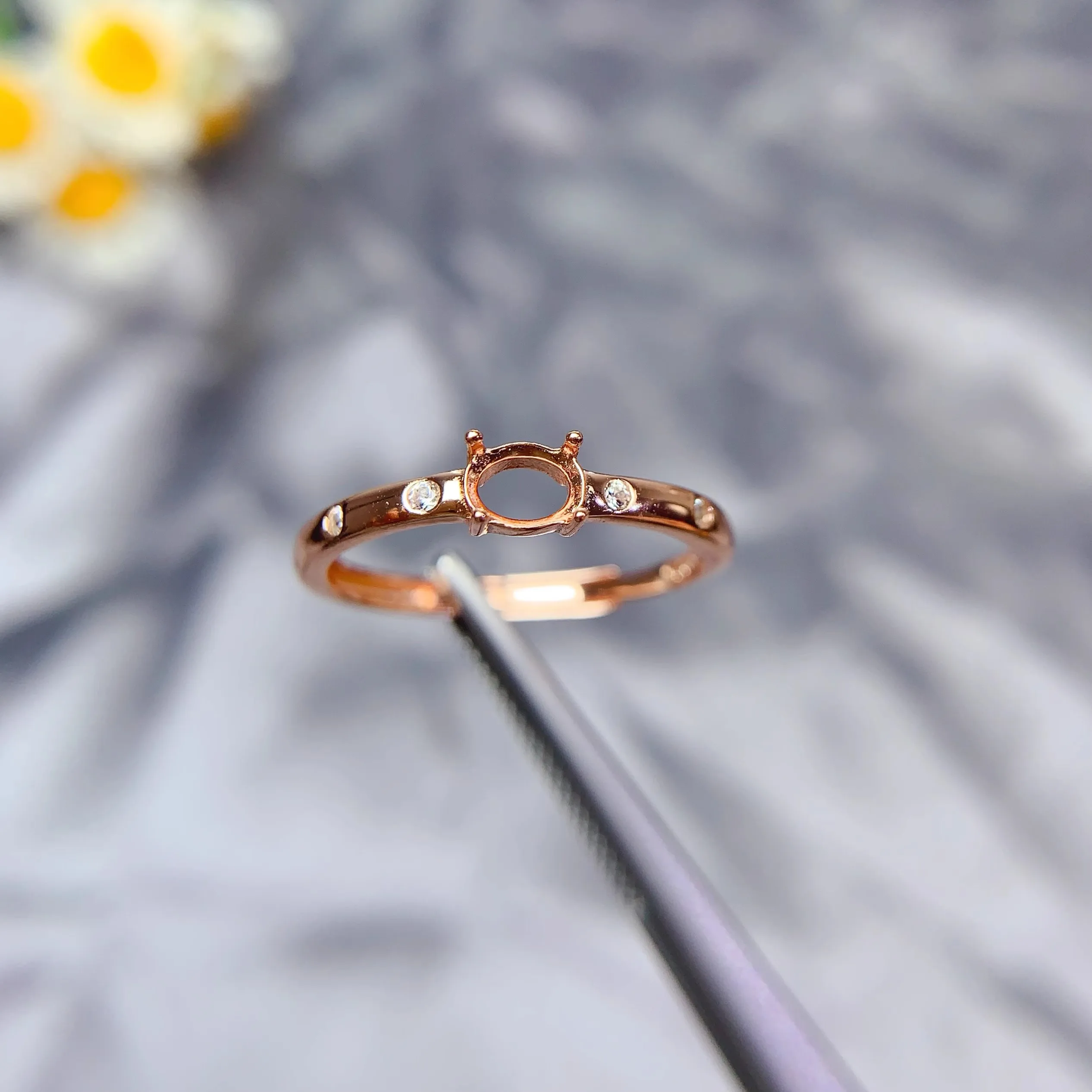Y 4*5mm Oval Stone Ring Settings Solid S925 Sterling Silver Butterfly DIY Ring Fine Simple Design Light Luxury 3 Colors