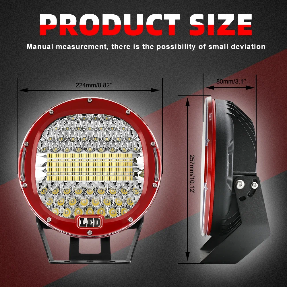 256W Truck Lamp Round Work Light Flood Beam LED Lamp Super Spot Offroad Round 9
