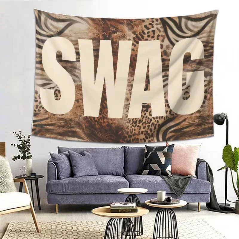 VIKAMA Swag Tapestry, Zebra Stripe Y2K Pink Wall Hanging Home Decor, Boho Hippie Bohemian Rooms Tapestry Decor
