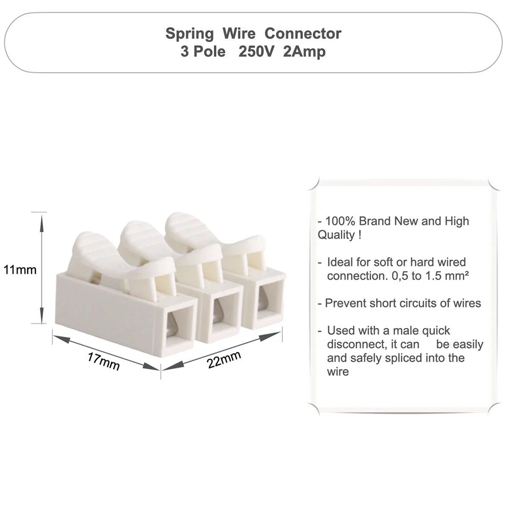 

10/20pcs Spring Electrical Connectors Wire Terminal Block Clamp Cable Reusable 3 Way 220V/380V Wiring Lights Spotlights Downligh