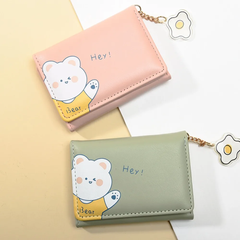 

Korean Style Folding Zero Wallet Fashion PU Printing Coin Purse Cartoon Multifunctional Three-fold Buckle Card Holder