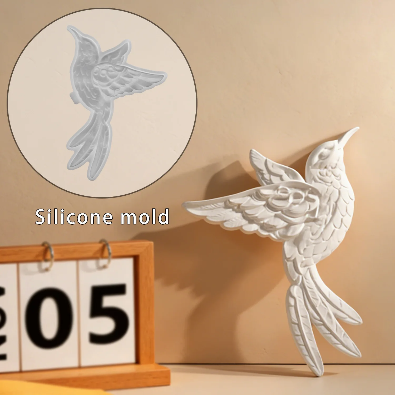 DIY Hummingbird Crystal Resin Wall Decor Mold, Plaster Home Hanging Ornament, Creative Pendant, 3D Embossed Translucent Crystal