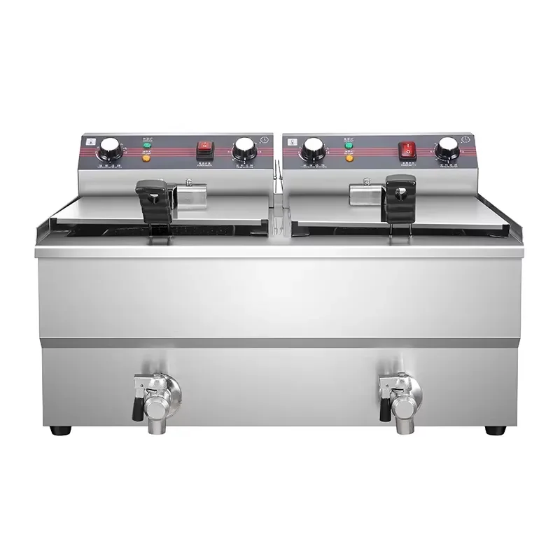 Commercial Dual Slot Electric Deep Fryer Stainless Steel Chicken Frying Machine for Restaurant Kitchen Equipment Heavy Duty