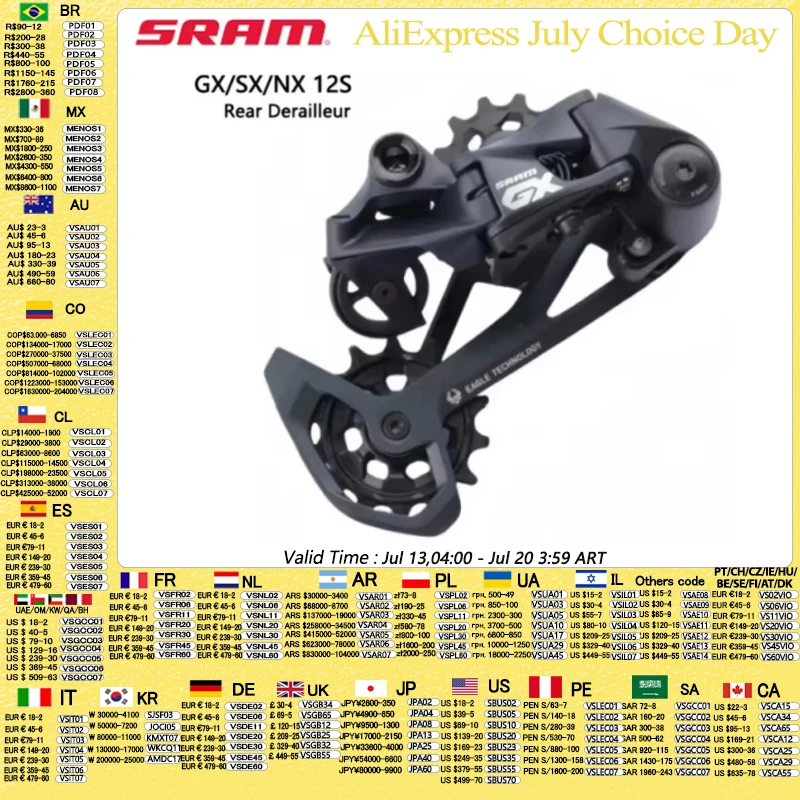 

Sram GX SX Rear Derailleur Eagle Mountain Bicycle 12 Speed NX Long Cage Derailleur For MTB Bicycle Riding Rear Derailleur 1PCS