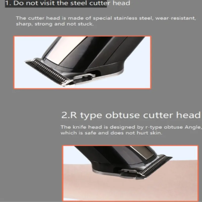 Профессиональная машинка для стрижки волос Kemei, беспроводная, регулируемая, встроенная литиевая батарея, перезаряжаемая машинка для стрижки волос