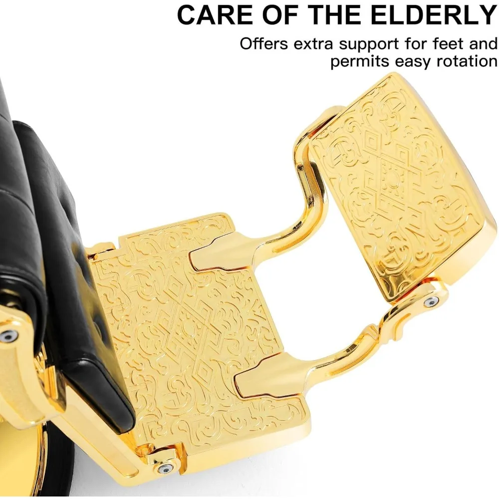 كرسي الحلاقة كرسي صالون معدات السبا كرسي الحلاق عتيق عالي التحمل (ذهبي)