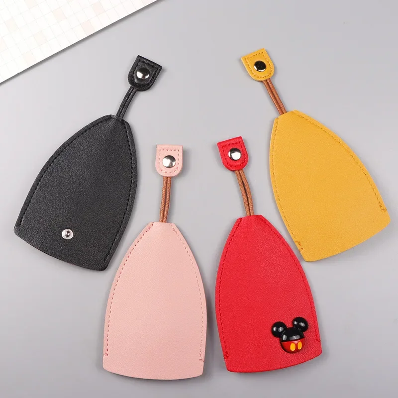 Disney Mickey Mouse cartoon Pull Type Key Bag Fashion PU Leather Key Wallet Universal Car Key Holder Case Leather Keychain Pouch