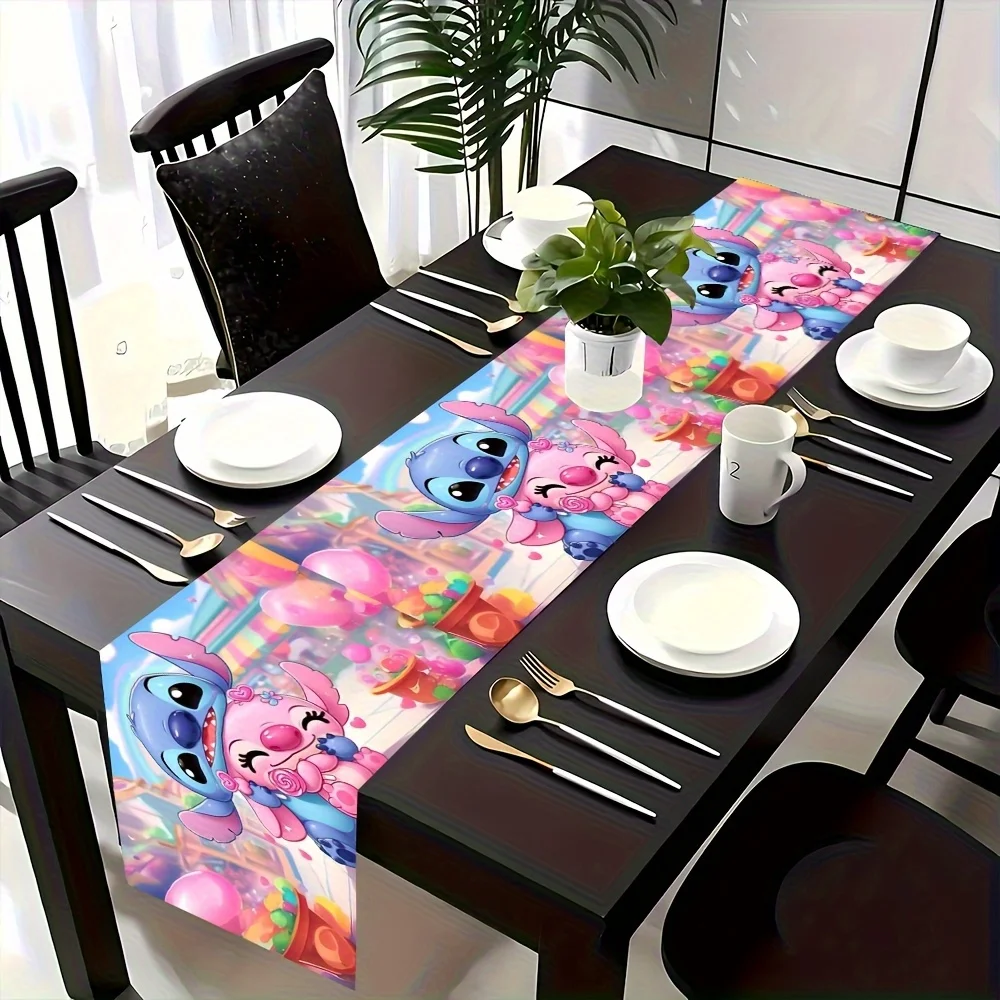 1 Piece Stitch Movie Comic-Themed Table Runner, Washable Table Flag, Suitable for Family Gatherings, Home Decoration, Birthday Party Decoration