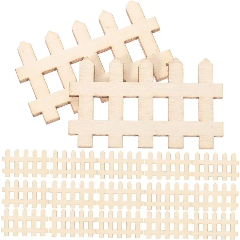 

10PCS Miniature Fence Ornament Mini Picket Fence Wood Decorate Door Toy Room Edge Fairy Garden WoodenMiniature Picket Fence Lawn