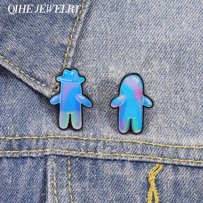 Cartoon Animation Character Brooch Enamel Pins Funny Blue Figure Doll Metal Brooches Lapel Clothes Badge Jewelry Friends Gifts
