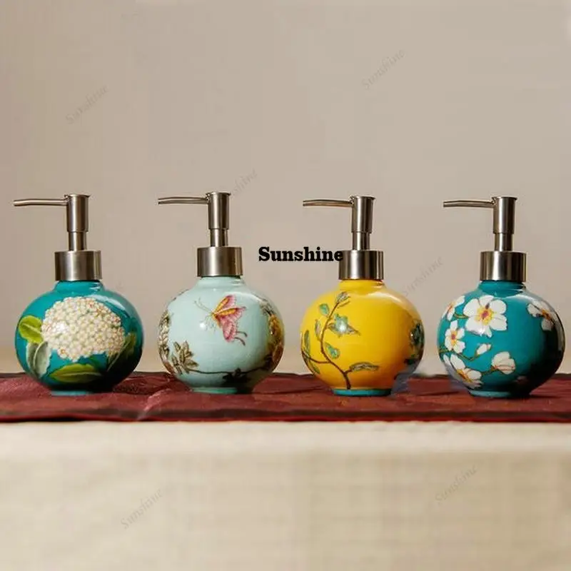 300ml Exquisite Handpainted Porcelain Lotion Bottle Cream Spray Jar Perfume Sprayer Shampoo Soap Dispenser