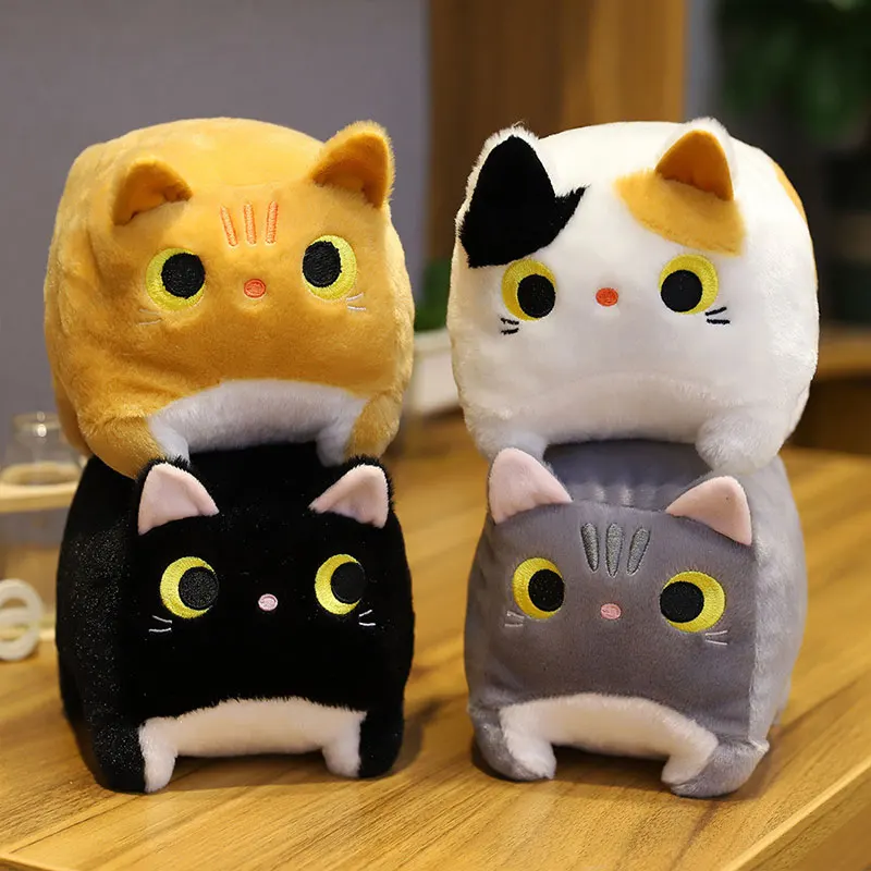 Cartoon Square Cat Plush Doll Mini Cute Soft Stuffed Doll Birthday Gift for Kids Kawaii Decoration Cats Animal Model Toy ZG238