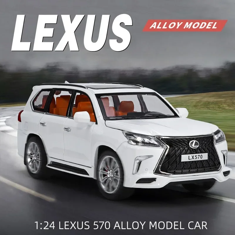 LEXUS-Modèle de voiture tout-terrain en alliage moulé sous pression LX570 pour enfants, jouets de voiture, cadeau pour garçons, décoration de la maison collective, l'inventaire de type, 1/24