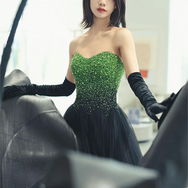 Bankett Klavier Performance Kleid Top Pailletten Gradient Kunst Test