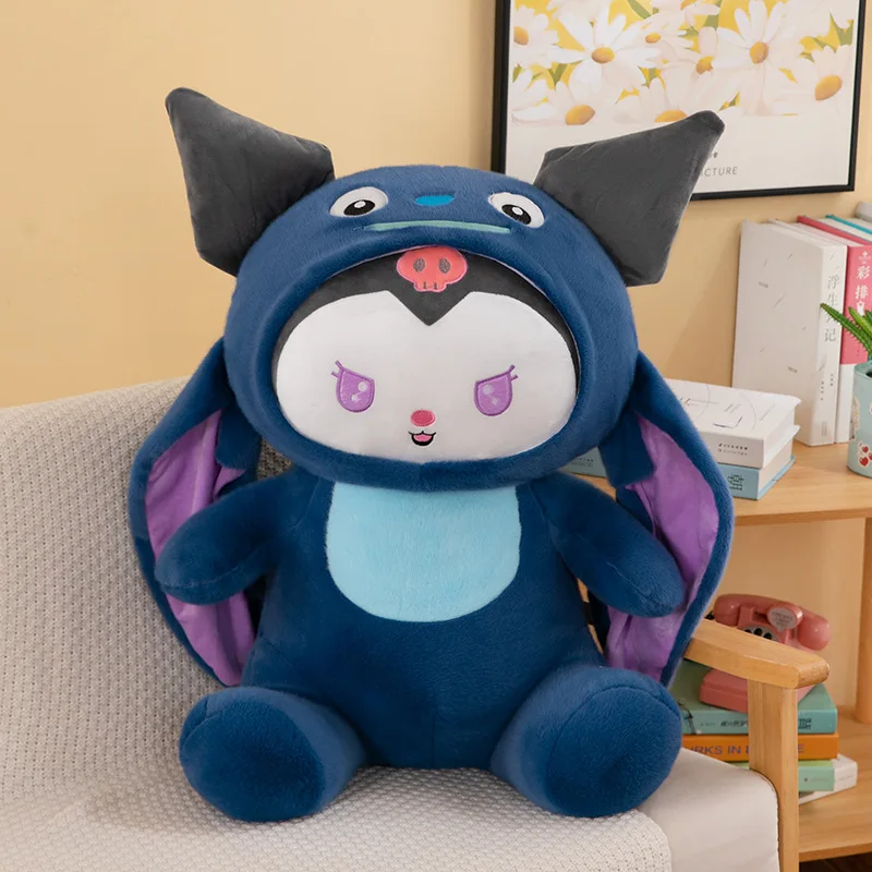 

Новинка 2024, подушка Kawaii Sanrio Kuromi, плюшевая игрушка, мультяшная кукла, аниме, Спящая ткань, куклы, украшение комнаты, детские подарки на день рождения