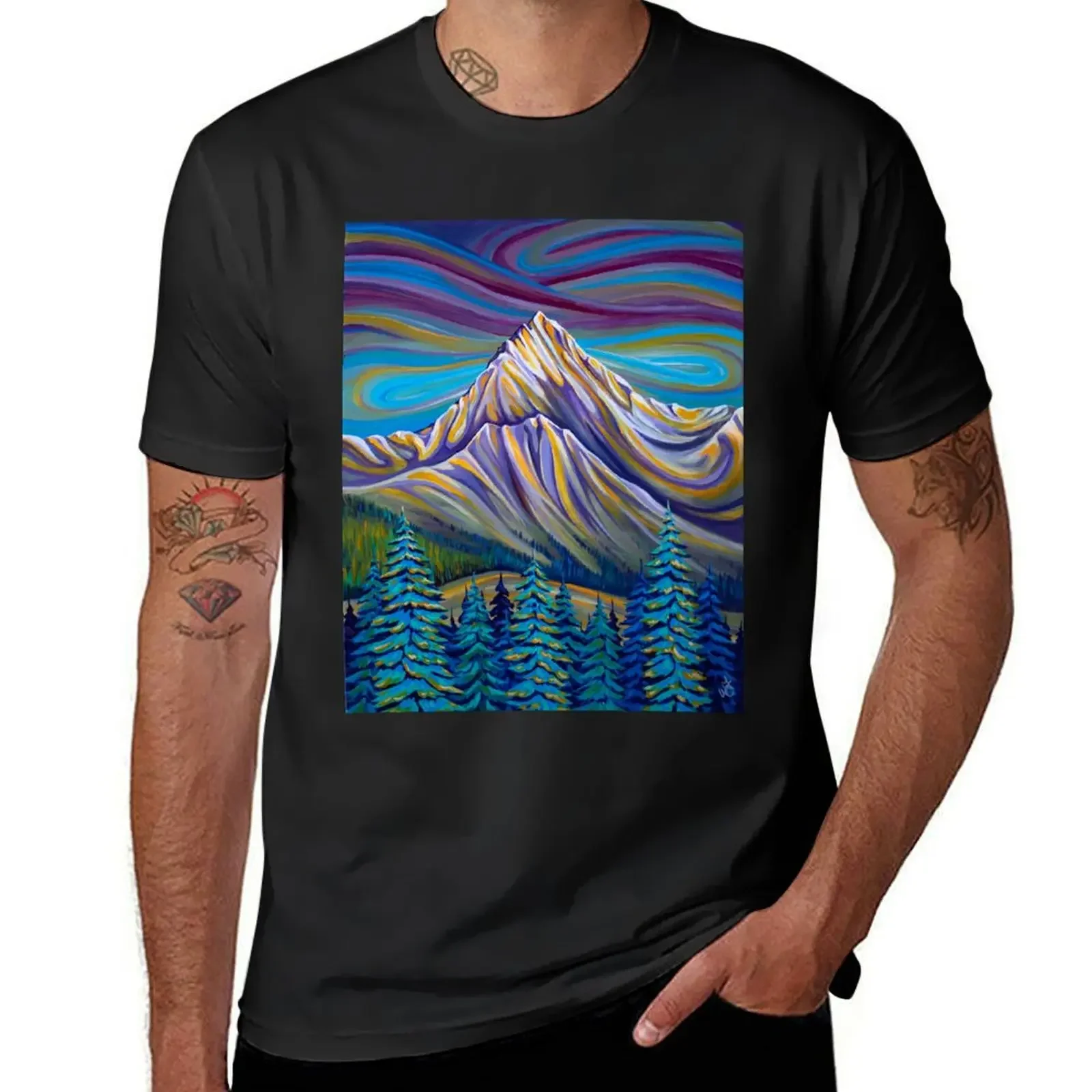 Hometown View - Fisher Peak T-Shirt customizeds graphic tee shirt Short sleeve tee men graphic t shirts