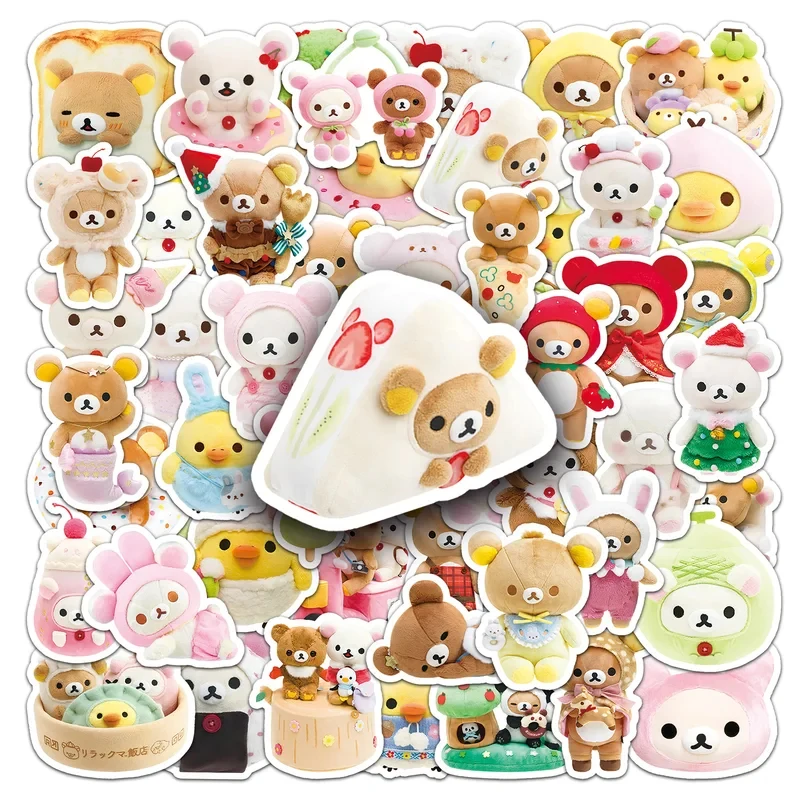 Wholesale 54pcs Cute Rilakkuma Stickers Waterproof Cartoon Animal Laptop Luggage Phone Case Decals Scrapbook