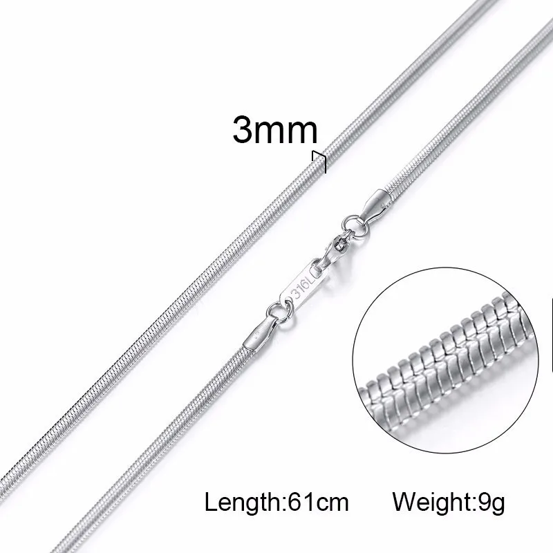 Vnox Dropshipping 3-6MM Tone Snake Cocoon Curb Link Flat Box Wheat Chains Stainless Steel Men Necklace Choker Jewelry 24 inch