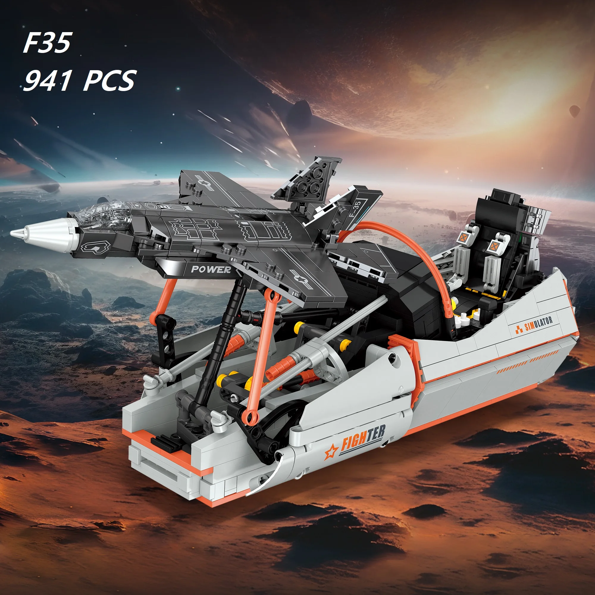 

F35 Fighter Jet Simulated Driving Assembly Toy JJ9230 Model Display Piece Educational Building Blocks for Kids And Adults