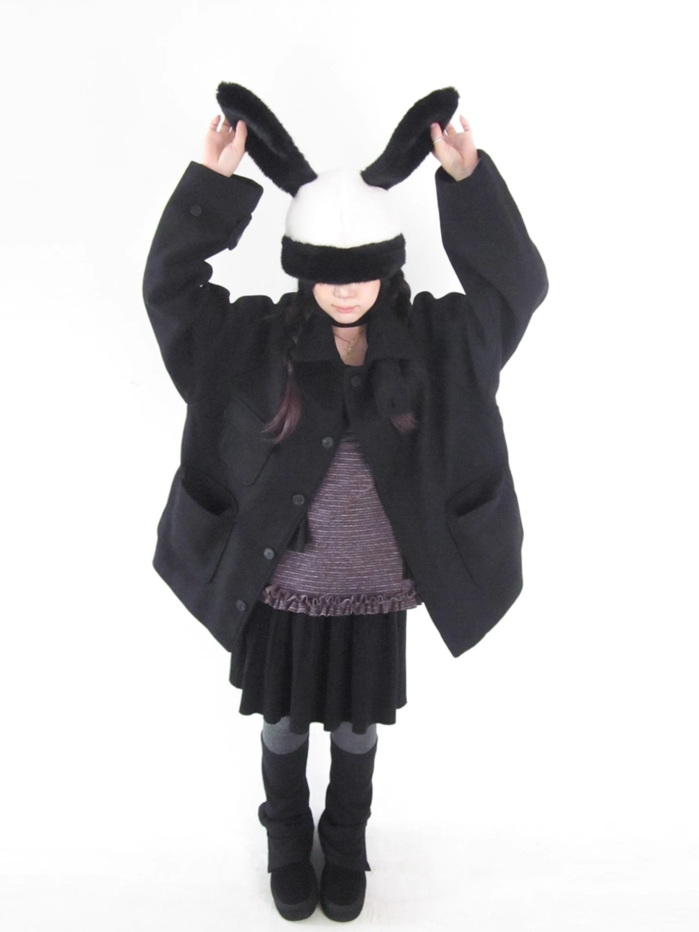 

Women's Winter Long Sve Woolen Coat Stand Collar Loose Fit Color Lapel Multiple kets Korean Sle Faion Outerwear
