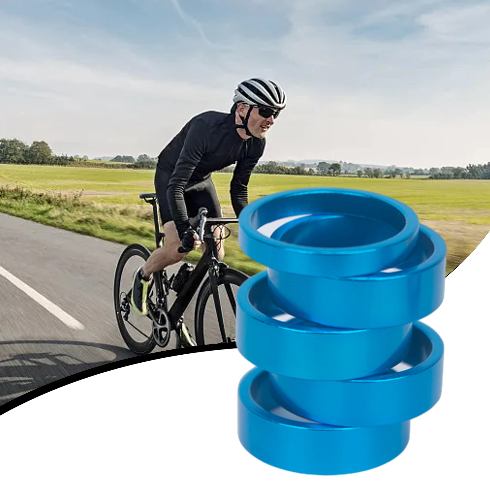 5pcs Pack Aluminum Alloy Bicycle Fork Spacers Includes 5mm and 10mm Sizes for 28 6mm Fork Tubes on Mountain and Road Bikes