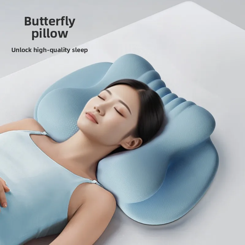 Butterfly Shaped Zero Pressure Memory Foam Pillow Deep Sleep Cervical Support Pressure Relief Sleep Aid Cushion ForSide Sleeping