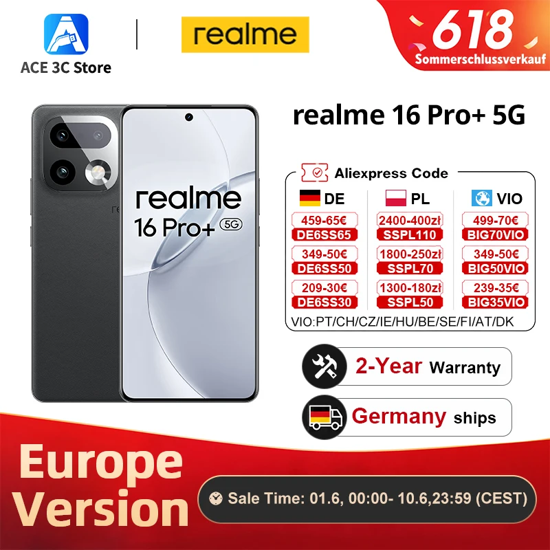 Nowa europejska wersja smartfona realme 16 Pro Plus 5G z aparatem LumaColor o rozdzielczości 200 MP, baterią 7000 mAh i wyświetlaczem AMOLED o częstotliwości odświeżania 144 Hz